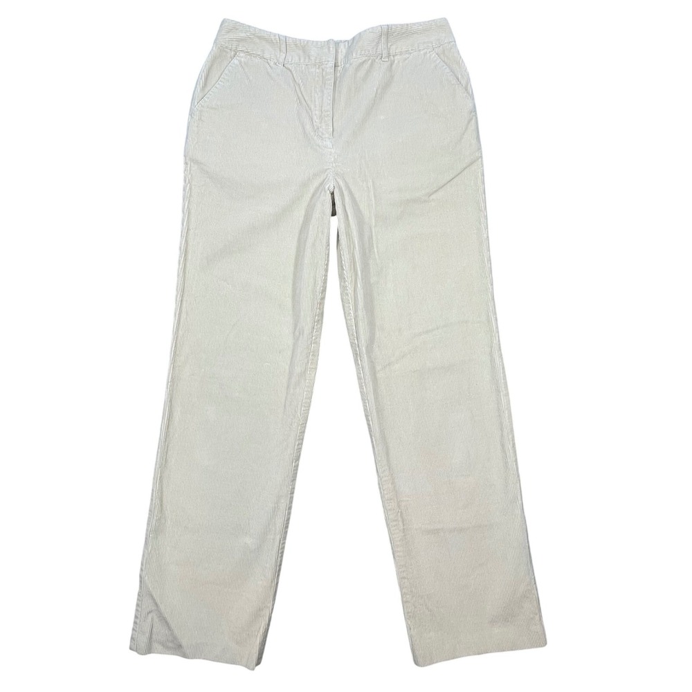 Talbots Cream Fine Wale Corduroy Straight Leg Pants Women Size 10